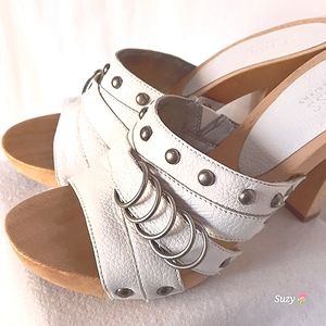 GUESS Wooden Leather Sandals Heels